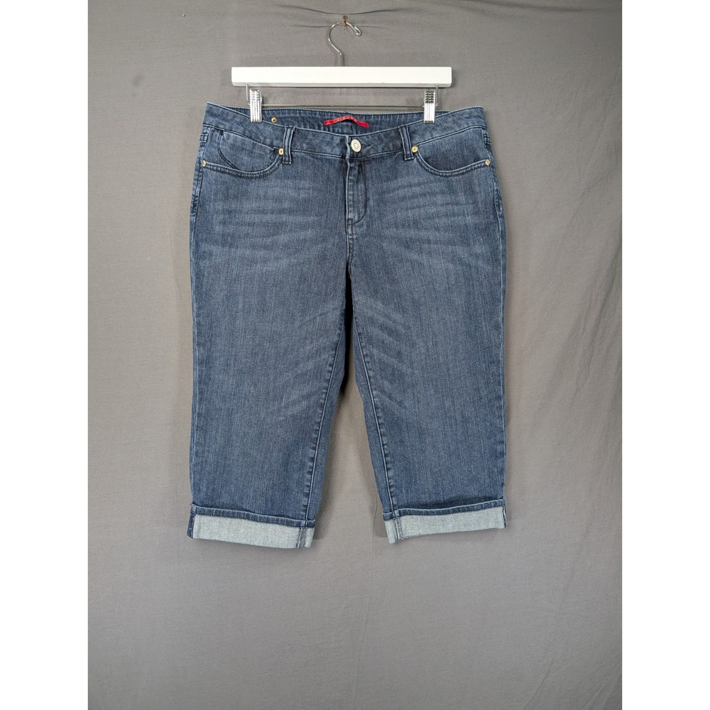 Vigoss Womens Size 15‎ Cuffed Denim Capri Jeans Blue C1743J Mid Rise Stretch